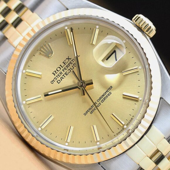 ROLEX MENS 18K GOLD & STAINLESS DATEJUST MINT - Picture 1 of 7